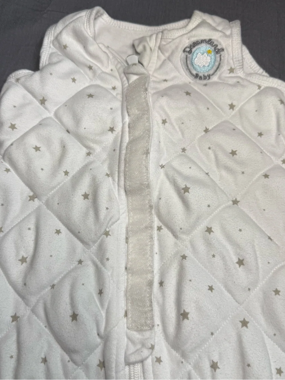 Dreamland baby weighted Sleep Sack in White with Gray Star Accents